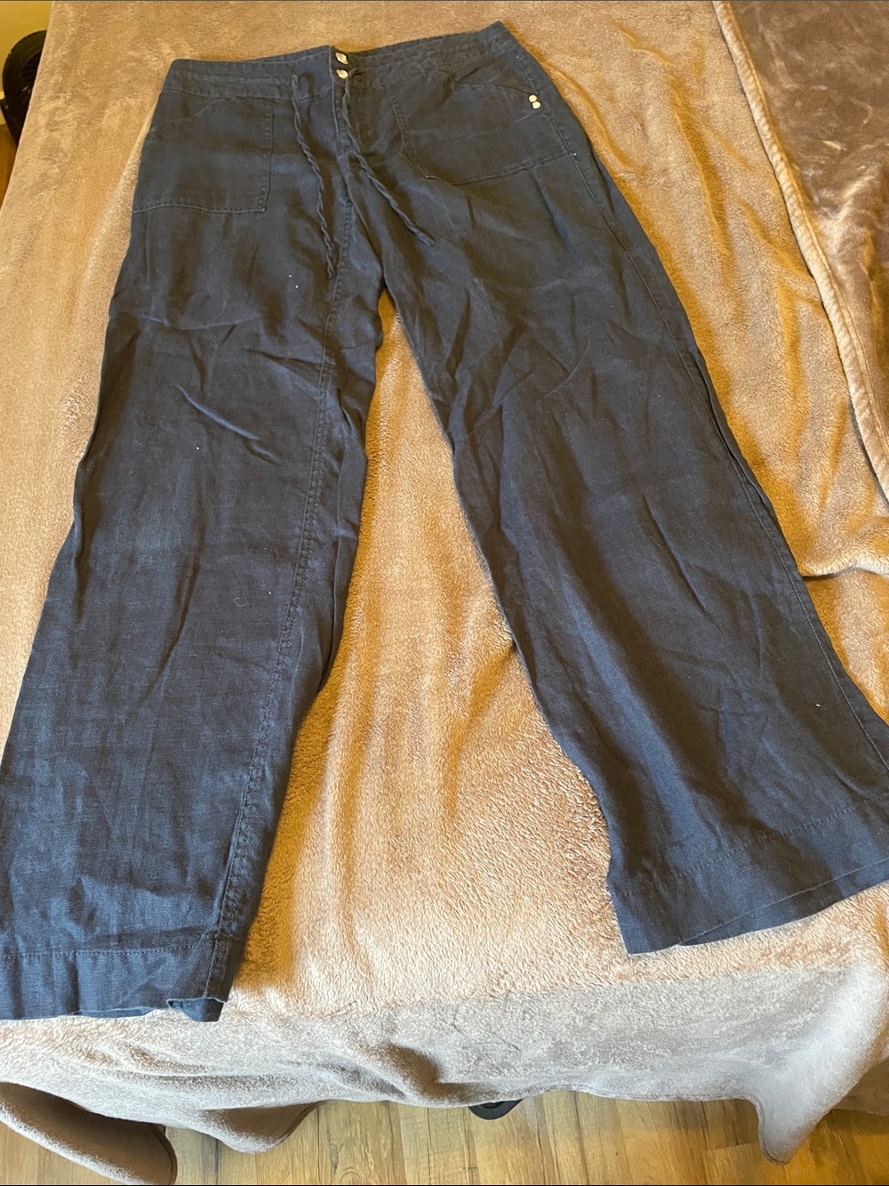 I.N.C. International Concepts Navy Linen Wide-Leg Pants